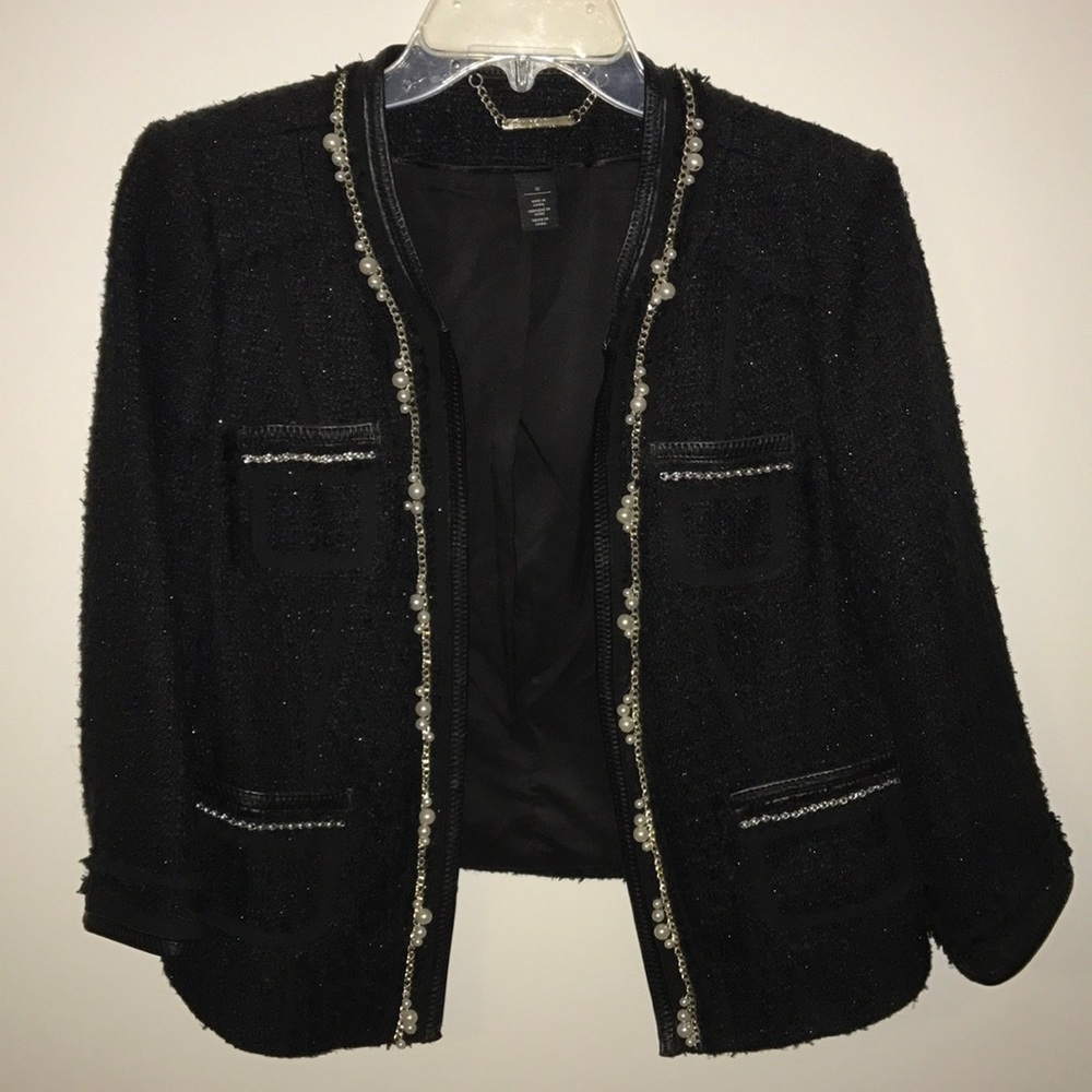 White House Black Market Embellished Black Blazer